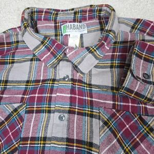Haband Shirt Mens Size 3X Button Up Multicolor Plaid Flannel Long Sleeve